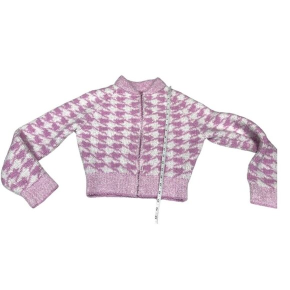 Skims Cozy Knit Zip Up Pink Houndstooth Size S/M - Picture 6 of 8